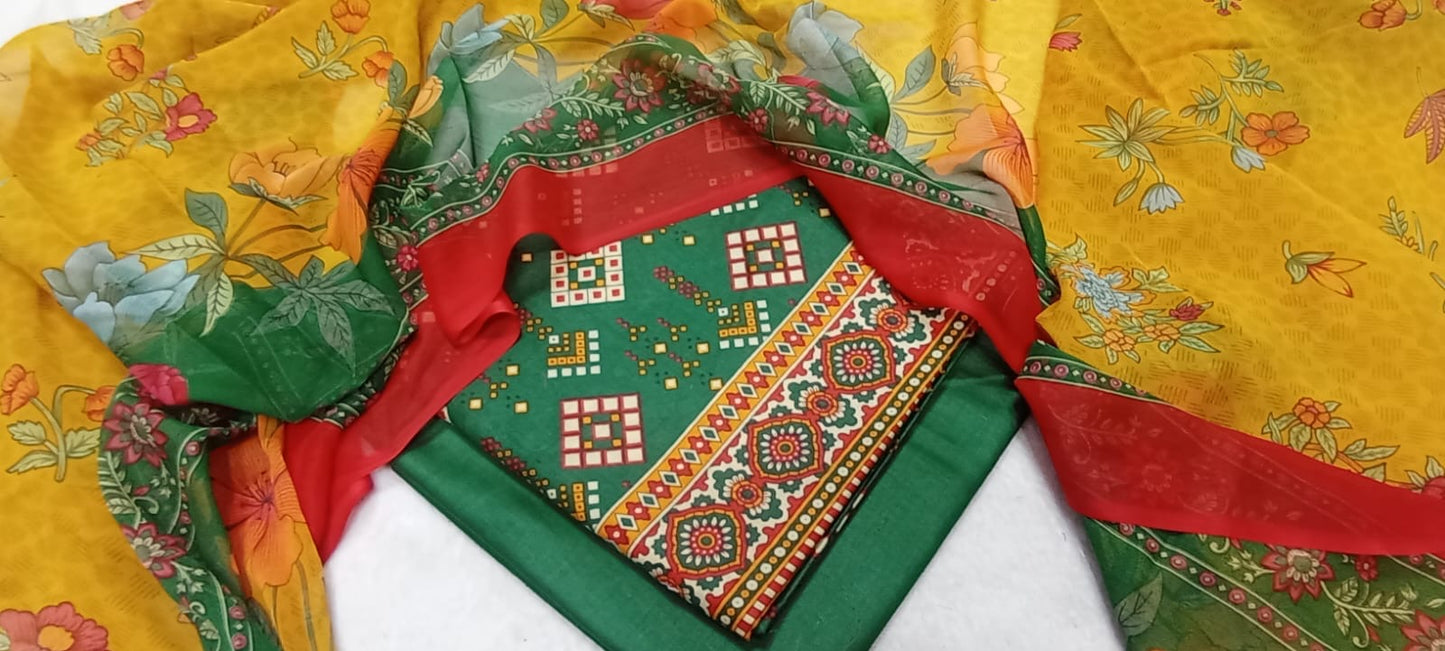 Lawn Printed Chiffon Dupatta 3Piece D-018