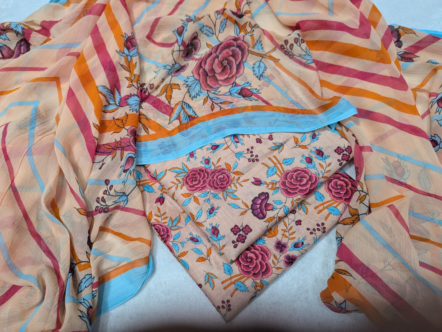 Lawn Printed Chiffon Dupatta 3Piece D-013