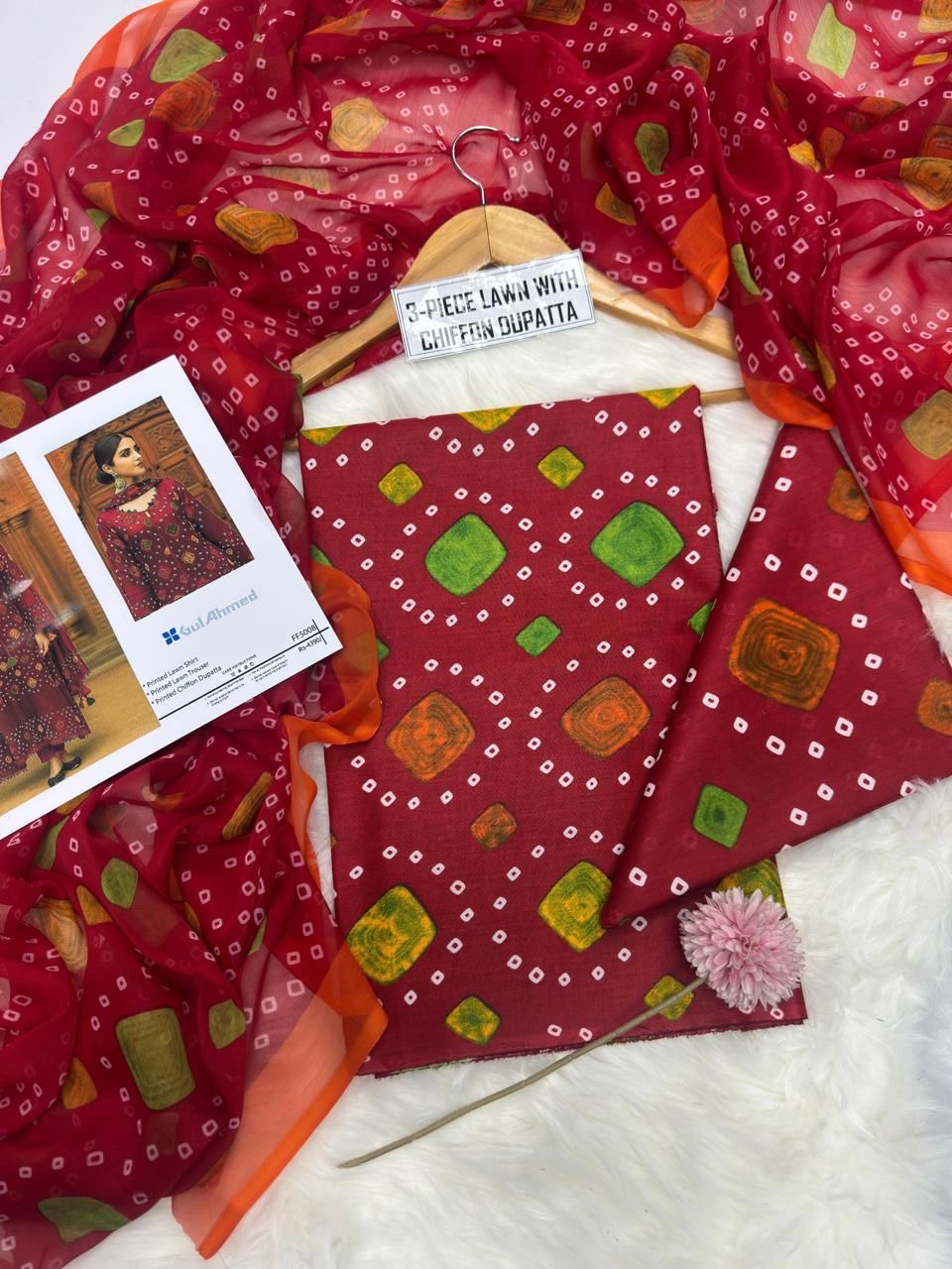 Lawn Printed Chiffon Dupatta 3Piece D-032
