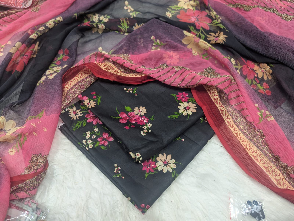 Lawn Printed Chiffon Dupatta 3Piece D-016