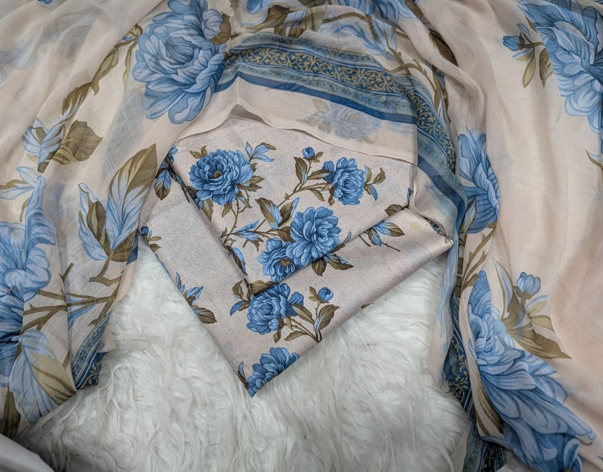Lawn Printed Chiffon Dupatta 3Piece D-010