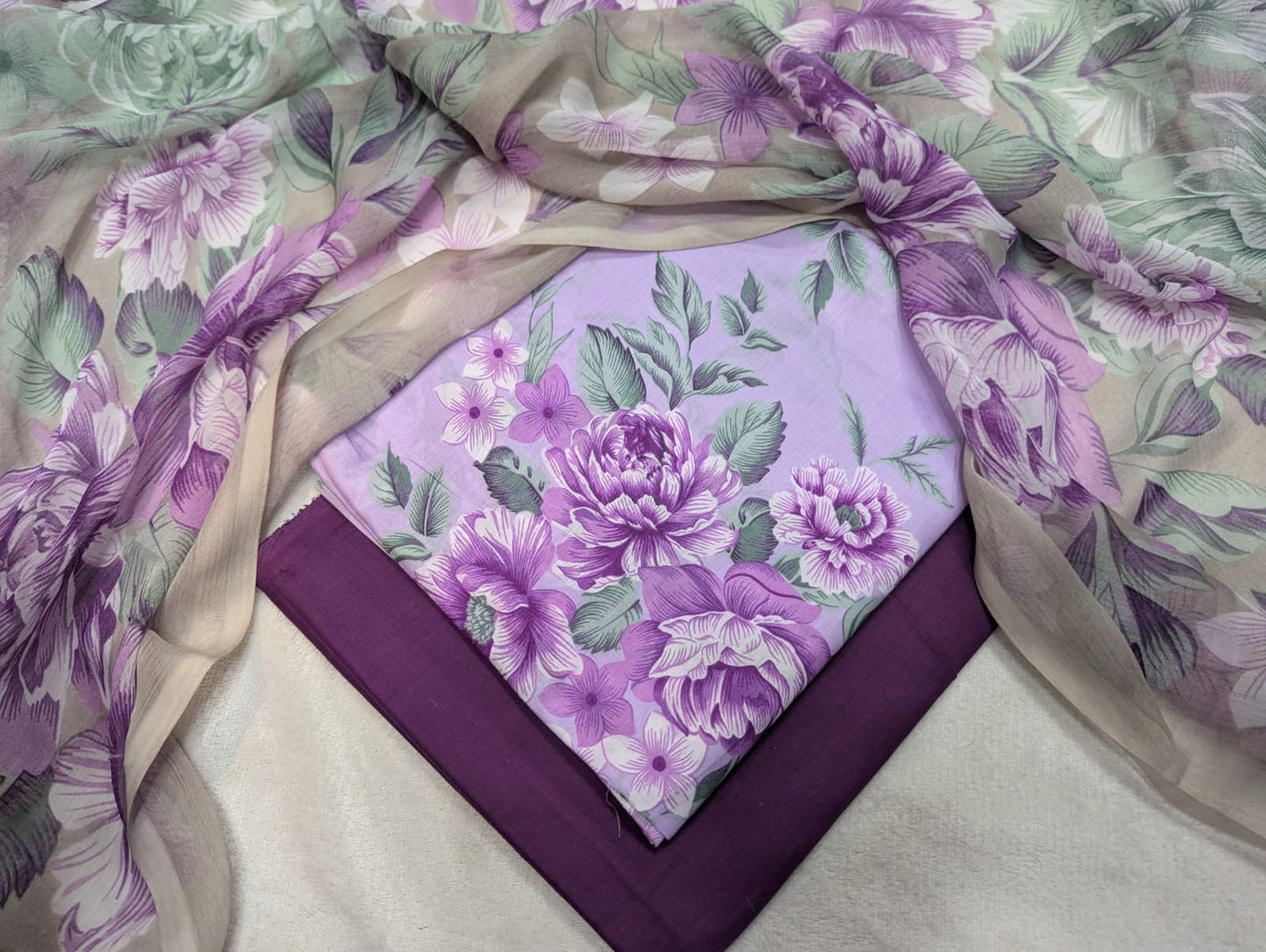Lawn Printed Chiffon Dupatta 3Piece D-019