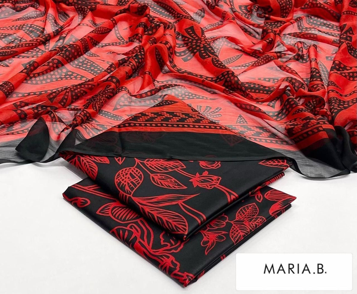 Lawn Printed Chiffon Dupatta 3Piece D-033