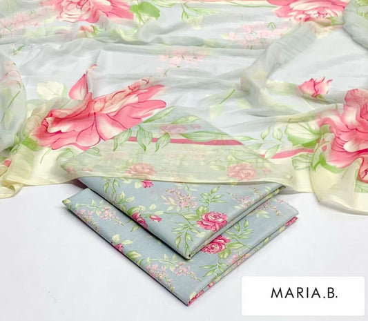 Lawn Printed Chiffon Dupatta 3Piece D-037